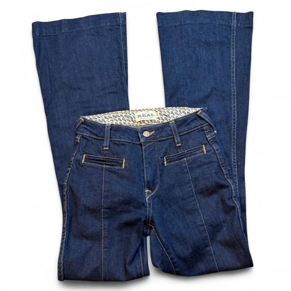 Ariat REAL Denim Womens denim blue Jeans 25R High Rise Wide Flare Western